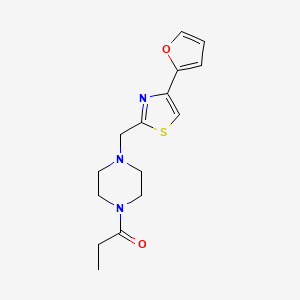 molecular formula C15H19N3O2S B2819354 1-(4-((4-(Furan-2-yl)thiazol-2-yl)methyl)piperazin-1-yl)propan-1-one CAS No. 1171558-86-3