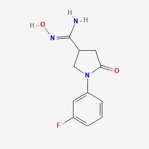 molecular formula C11H12FN3O2 B2819356 1-(3-氟苯基)-N'-羟基-5-氧代吡咯啉-3-羧酰胺 CAS No. 2063651-07-8