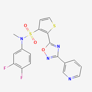 molecular formula C18H12F2N4O3S2 B2819369 N-(3,4-difluorophenyl)-N-methyl-2-[3-(pyridin-3-yl)-1,2,4-oxadiazol-5-yl]thiophene-3-sulfonamide CAS No. 1207030-78-1
