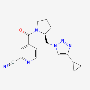 molecular formula C17H18N6O B2819370 4-[(2S)-2-[(4-Cyclopropyltriazol-1-yl)methyl]pyrrolidine-1-carbonyl]pyridine-2-carbonitrile CAS No. 1938572-11-2