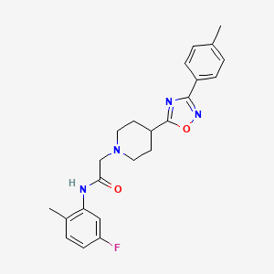 molecular formula C23H25FN4O2 B2819379 N-(5-fluoro-2-methylphenyl)-2-{4-[3-(4-methylphenyl)-1,2,4-oxadiazol-5-yl]piperidin-1-yl}acetamide CAS No. 1251619-78-9