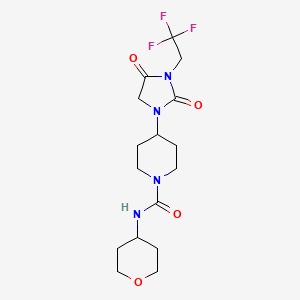 molecular formula C16H23F3N4O4 B2819383 4-[2,4-二氧代-3-(2,2,2-三氟乙基)咪唑啉-1-基]-N-(氧杂环戊-4-基)哌啶-1-甲酸酯 CAS No. 2097925-55-6