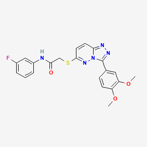 molecular formula C21H18FN5O3S B2819386 2-((3-(3,4-dimethoxyphenyl)-[1,2,4]triazolo[4,3-b]pyridazin-6-yl)thio)-N-(3-fluorophenyl)acetamide CAS No. 852437-44-6