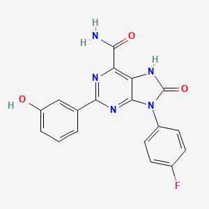 molecular formula C18H12FN5O3 B2819392 9-(4-fluorophenyl)-2-(3-hydroxyphenyl)-8-oxo-7H-purine-6-carboxamide CAS No. 869068-73-5