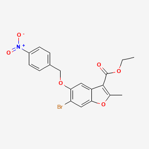 molecular formula C19H16BrNO6 B2819399 Ethyl 6-bromo-2-methyl-5-[(4-nitrobenzyl)oxy]-1-benzofuran-3-carboxylate CAS No. 308295-83-2