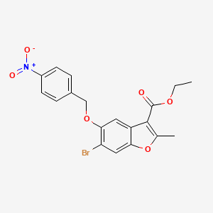 molecular formula C19H16BrNO6 B2819399 Ethyl 6-bromo-2-methyl-5-[(4-nitrophenyl)methoxy]-1-benzofuran-3-carboxylate CAS No. 308295-83-2