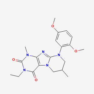molecular formula C20H25N5O4 B2819406 9-(2,5-dimethoxyphenyl)-3-ethyl-1,7-dimethyl-7,8-dihydro-6H-purino[7,8-a]pyrimidine-2,4-dione CAS No. 887696-00-6