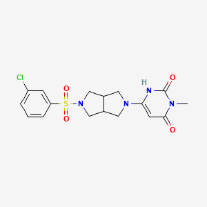 molecular formula C17H19ClN4O4S B2819411 6-[5-(3-Chlorophenyl)sulfonyl-1,3,3a,4,6,6a-hexahydropyrrolo[3,4-c]pyrrol-2-yl]-3-methyl-1H-pyrimidine-2,4-dione CAS No. 2415543-05-2