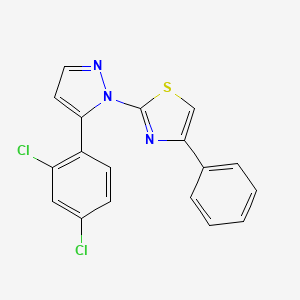 molecular formula C18H11Cl2N3S B2819422 2-[5-(2,4-二氯苯基)-1H-吡唑-1-基]-4-苯基-1,3-噻唑 CAS No. 955964-21-3