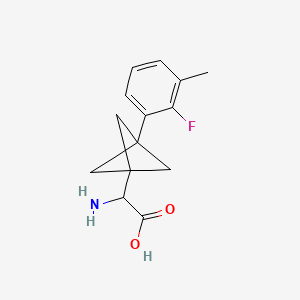 molecular formula C14H16FNO2 B2819426 2-Amino-2-[3-(2-fluoro-3-methylphenyl)-1-bicyclo[1.1.1]pentanyl]acetic acid CAS No. 2287260-58-4