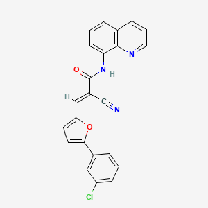 molecular formula C23H14ClN3O2 B2819434 (E)-3-(5-(3-chlorophenyl)furan-2-yl)-2-cyano-N-(quinolin-8-yl)acrylamide CAS No. 1164520-77-7