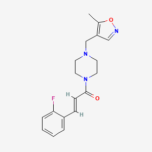 (E)-3-(2-fluorophenyl)-1-(4-((5-methylisoxazol-4-yl)methyl)piperazin-1-yl)prop-2-en-1-one