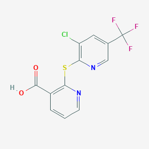 molecular formula C12H6ClF3N2O2S B2819447 2-{[3-氯-5-(三氟甲基)-2-吡啶基]-硫醇基}烟酸 CAS No. 303149-99-7