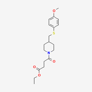 molecular formula C19H27NO4S B2819462 Ethyl 4-(4-(((4-methoxyphenyl)thio)methyl)piperidin-1-yl)-4-oxobutanoate CAS No. 1421483-88-6