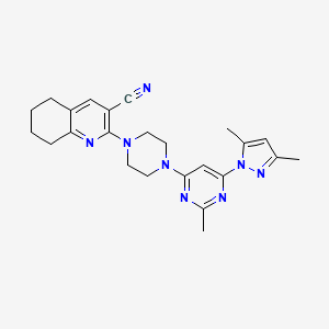 molecular formula C24H28N8 B2819465 2-[4-[6-(3,5-Dimethylpyrazol-1-yl)-2-methylpyrimidin-4-yl]piperazin-1-yl]-5,6,7,8-tetrahydroquinoline-3-carbonitrile CAS No. 2415455-07-9