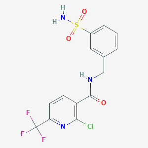 molecular formula C14H11ClF3N3O3S B2819466 2-chloro-N-[(3-sulfamoylphenyl)methyl]-6-(trifluoromethyl)pyridine-3-carboxamide CAS No. 1427580-20-8