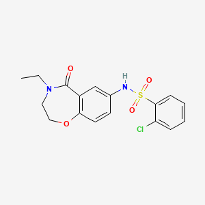 molecular formula C17H17ClN2O4S B2819467 2-氯-N-(4-乙基-5-氧代-2,3,4,5-四氢苯并[f][1,4]噁唑-7-基)苯磺酰胺 CAS No. 926032-05-5