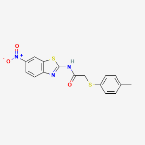 molecular formula C16H13N3O3S2 B2819475 N-(6-硝基苯并[d]噻唑-2-基)-2-(对甲苯硫基)乙酰胺 CAS No. 885910-25-8