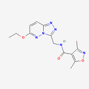 molecular formula C14H16N6O3 B2819478 N-((6-ethoxy-[1,2,4]triazolo[4,3-b]pyridazin-3-yl)methyl)-3,5-dimethylisoxazole-4-carboxamide CAS No. 2034372-81-9