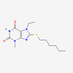 7-ethyl-8-(hexylsulfanyl)-3-methyl-3,7-dihydro-1H-purine-2,6-dione