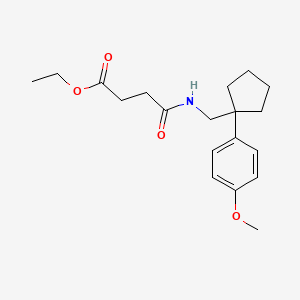 molecular formula C19H27NO4 B2819481 Ethyl 4-(((1-(4-methoxyphenyl)cyclopentyl)methyl)amino)-4-oxobutanoate CAS No. 1210515-53-9