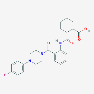 molecular formula C25H28FN3O4 B281949 2-[(2-{[4-(4-Fluorophenyl)-1-piperazinyl]carbonyl}anilino)carbonyl]cyclohexanecarboxylic acid 