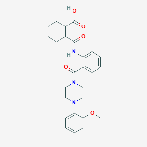 molecular formula C26H31N3O5 B281950 2-[(2-{[4-(2-Methoxyphenyl)-1-piperazinyl]carbonyl}anilino)carbonyl]cyclohexanecarboxylic acid 