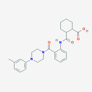 molecular formula C26H31N3O4 B281951 2-[(2-{[4-(3-Methylphenyl)-1-piperazinyl]carbonyl}anilino)carbonyl]cyclohexanecarboxylic acid 