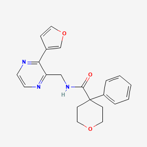 N-((3-(furan-3-yl)pyrazin-2-yl)methyl)-4-phenyltetrahydro-2H-pyran-4-carboxamide