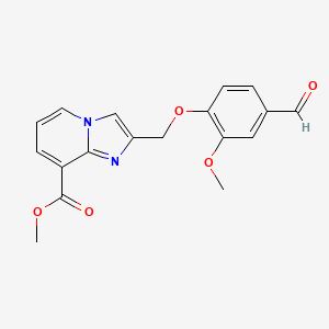 molecular formula C18H16N2O5 B2819516 甲基2-[(4-甲氧基-2-甲氧基苯氧基)甲基]咪唑并[1,2-a]吡啶-8-甲酸酯 CAS No. 1356681-14-5