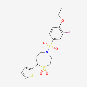 4-((4-Ethoxy-3-fluorophenyl)sulfonyl)-7-(thiophen-2-yl)-1,4-thiazepane 1,1-dioxide