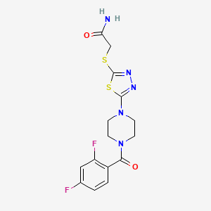 2-((5-(4-(2,4-Difluorobenzoyl)piperazin-1-yl)-1,3,4-thiadiazol-2-yl)thio)acetamide