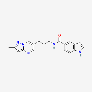 molecular formula C19H19N5O B2819534 N-(3-(2-methylpyrazolo[1,5-a]pyrimidin-6-yl)propyl)-1H-indole-5-carboxamide CAS No. 1797862-40-8