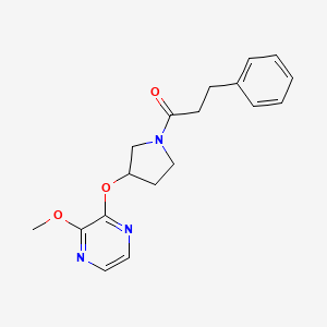 molecular formula C18H21N3O3 B2819545 1-(3-((3-Methoxypyrazin-2-yl)oxy)pyrrolidin-1-yl)-3-phenylpropan-1-one CAS No. 2034398-63-3
