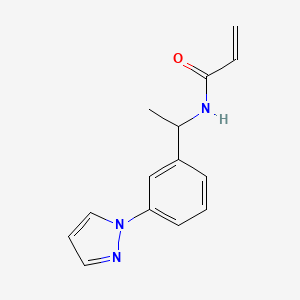 molecular formula C14H15N3O B2819567 N-[1-(3-Pyrazol-1-ylphenyl)ethyl]prop-2-enamide CAS No. 2305534-55-6