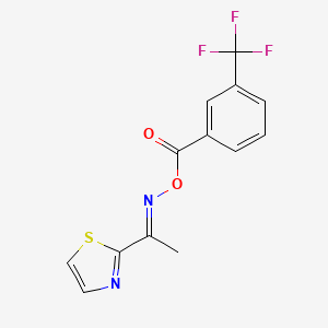 molecular formula C13H9F3N2O2S B2819574 2-({[3-(Trifluoromethyl)benzoyl]oxy}ethanimidoyl)-1,3-thiazole CAS No. 866149-27-1