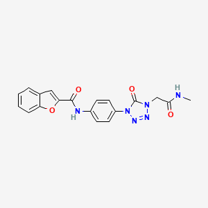 molecular formula C19H16N6O4 B2819583 N-(4-(4-(2-(methylamino)-2-oxoethyl)-5-oxo-4,5-dihydro-1H-tetrazol-1-yl)phenyl)benzofuran-2-carboxamide CAS No. 1396881-77-8