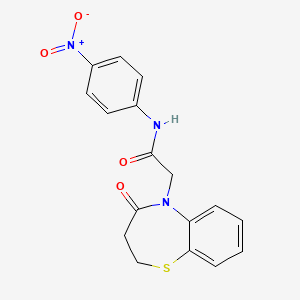 molecular formula C17H15N3O4S B2819594 N-(4-nitrophenyl)-2-(4-oxo-3,4-dihydro-1,5-benzothiazepin-5(2H)-yl)acetamide CAS No. 863004-00-6