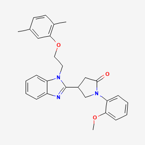 molecular formula C28H29N3O3 B2819596 4-{1-[2-(2,5-dimethylphenoxy)ethyl]-1H-1,3-benzodiazol-2-yl}-1-(2-methoxyphenyl)pyrrolidin-2-one CAS No. 912897-68-8