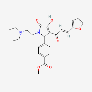 molecular formula C25H28N2O6 B2819602 (E)-甲酸4-(1-(2-(二乙基氨基)乙基)-3-(3-(呋喃-2-基)丙烯酰基)-4-羟基-5-酮-2,5-二氢-1H-吡咯-2-基)苯甲酸酯 CAS No. 883250-69-9