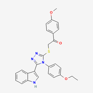 molecular formula C27H24N4O3S B2819603 2-((4-(4-ethoxyphenyl)-5-(1H-indol-3-yl)-4H-1,2,4-triazol-3-yl)thio)-1-(4-methoxyphenyl)ethanone CAS No. 946236-04-0