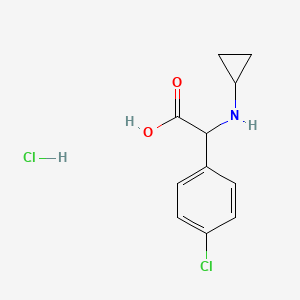 molecular formula C11H13Cl2NO2 B2819609 2-(4-Chlorophenyl)-2-(cyclopropylamino)acetic acid;hydrochloride CAS No. 2137447-81-3