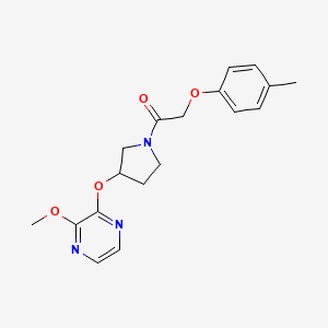 molecular formula C18H21N3O4 B2819616 1-(3-((3-甲氧基吡嘧啶-2-基)氧基)哌咪啉-1-基)-2-(对甲苯氧基)乙酮 CAS No. 2034208-00-7