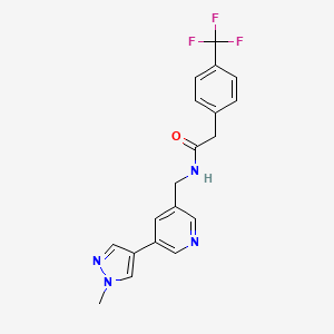molecular formula C19H17F3N4O B2819617 N-((5-(1-methyl-1H-pyrazol-4-yl)pyridin-3-yl)methyl)-2-(4-(trifluoromethyl)phenyl)acetamide CAS No. 2034461-74-8