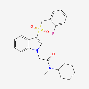 molecular formula C24H27FN2O3S B2819623 N-环己基-2-(3-((2-氟苯甲基)磺酰基)-1H-吲哚-1-基)-N-甲基乙酸酰胺 CAS No. 893283-06-2