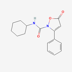 molecular formula C16H18N2O3 B2819638 N-cyclohexyl-5-oxo-3-phenyl-2(5H)-isoxazolecarboxamide CAS No. 320423-42-5