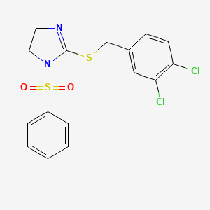 molecular formula C17H16Cl2N2O2S2 B2819639 2-((3,4-dichlorobenzyl)thio)-1-tosyl-4,5-dihydro-1H-imidazole CAS No. 868218-39-7