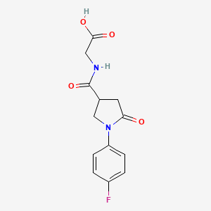 molecular formula C13H13FN2O4 B2819640 2-[[1-(4-Fluorophenyl)-5-oxopyrrolidine-3-carbonyl]amino]acetic acid CAS No. 1181619-94-2
