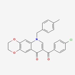 molecular formula C26H20ClNO4 B2819656 8-(4-Chlorobenzoyl)-6-[(4-methylphenyl)methyl]-2,3-dihydro-[1,4]dioxino[2,3-g]quinolin-9-one CAS No. 866727-27-7