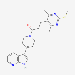 molecular formula C22H25N5OS B2819665 3-[4,6-dimethyl-2-(methylsulfanyl)pyrimidin-5-yl]-1-(4-{1H-pyrrolo[2,3-b]pyridin-3-yl}-1,2,3,6-tetrahydropyridin-1-yl)propan-1-one CAS No. 1259087-97-2